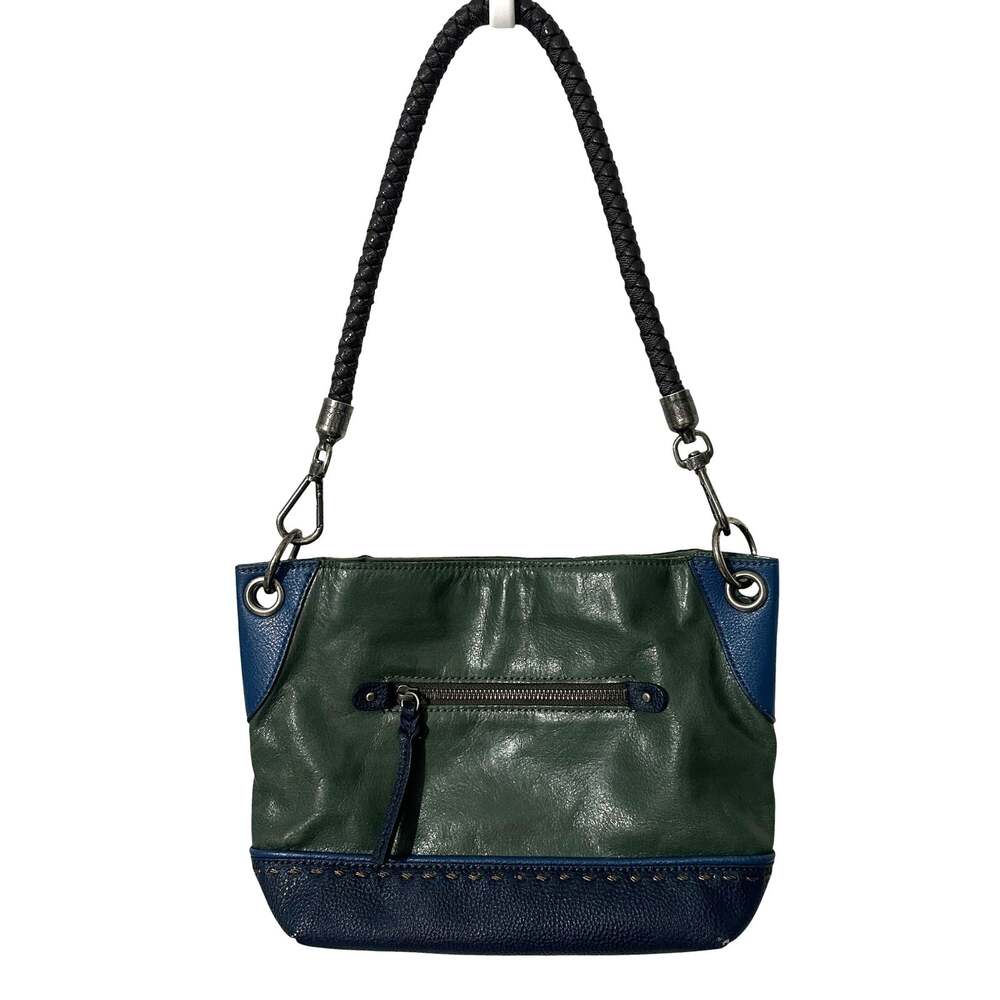The Sak Colorblock Leather Bag Womens Green Blue Braided Strap Boho Purse